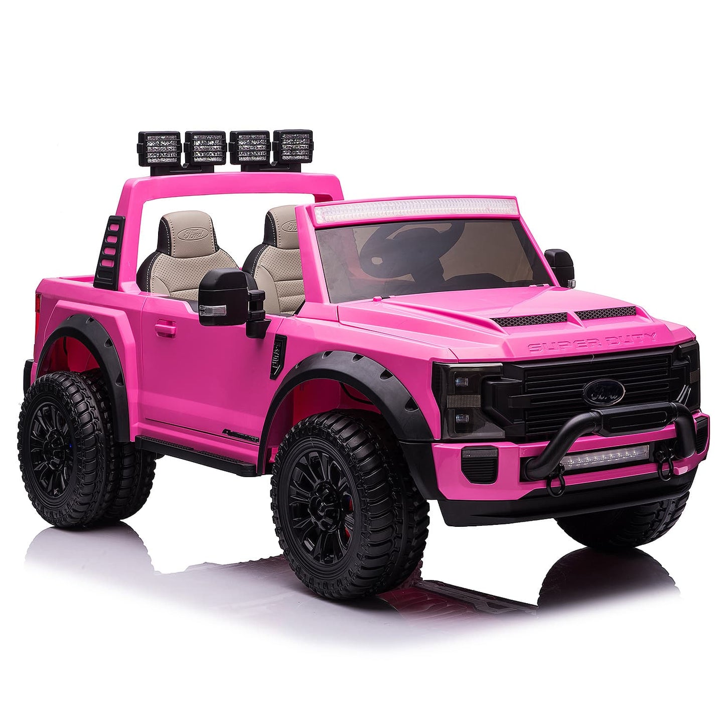 Ford F450 Custom Edition 24V Kids Ride-On Car Truck with R/C Parental Remote | Pink
