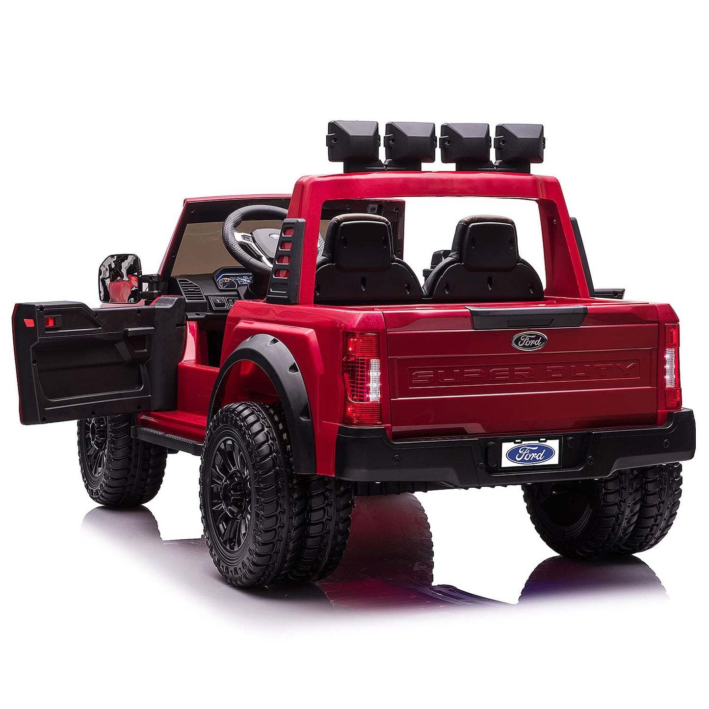Ford F450 Custom Edition 24V Kids Ride-On Car Truck with R/C Parental Remote | Cherry Red