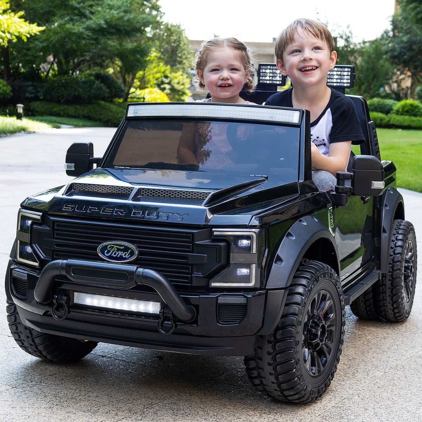 Ford F450 Custom Edition 24V Kids Ride-On Car Truck with R/C Parental Remote | Black