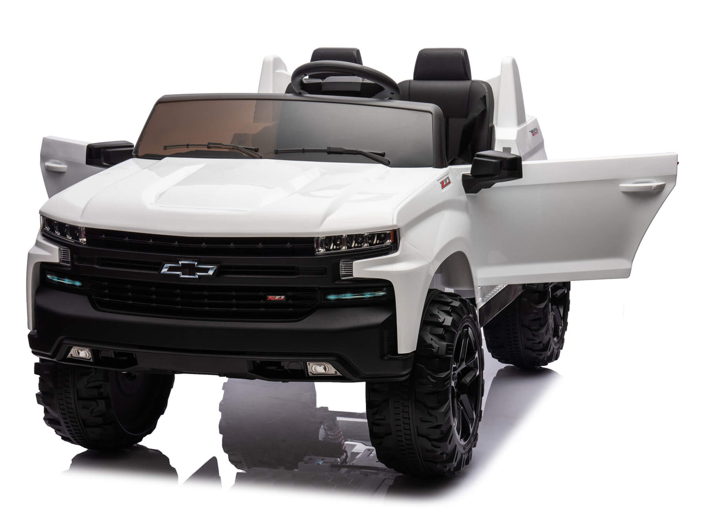 24V Chevrolet Silverado Ride on Truck for Kids with 2 Seats and Remote - White