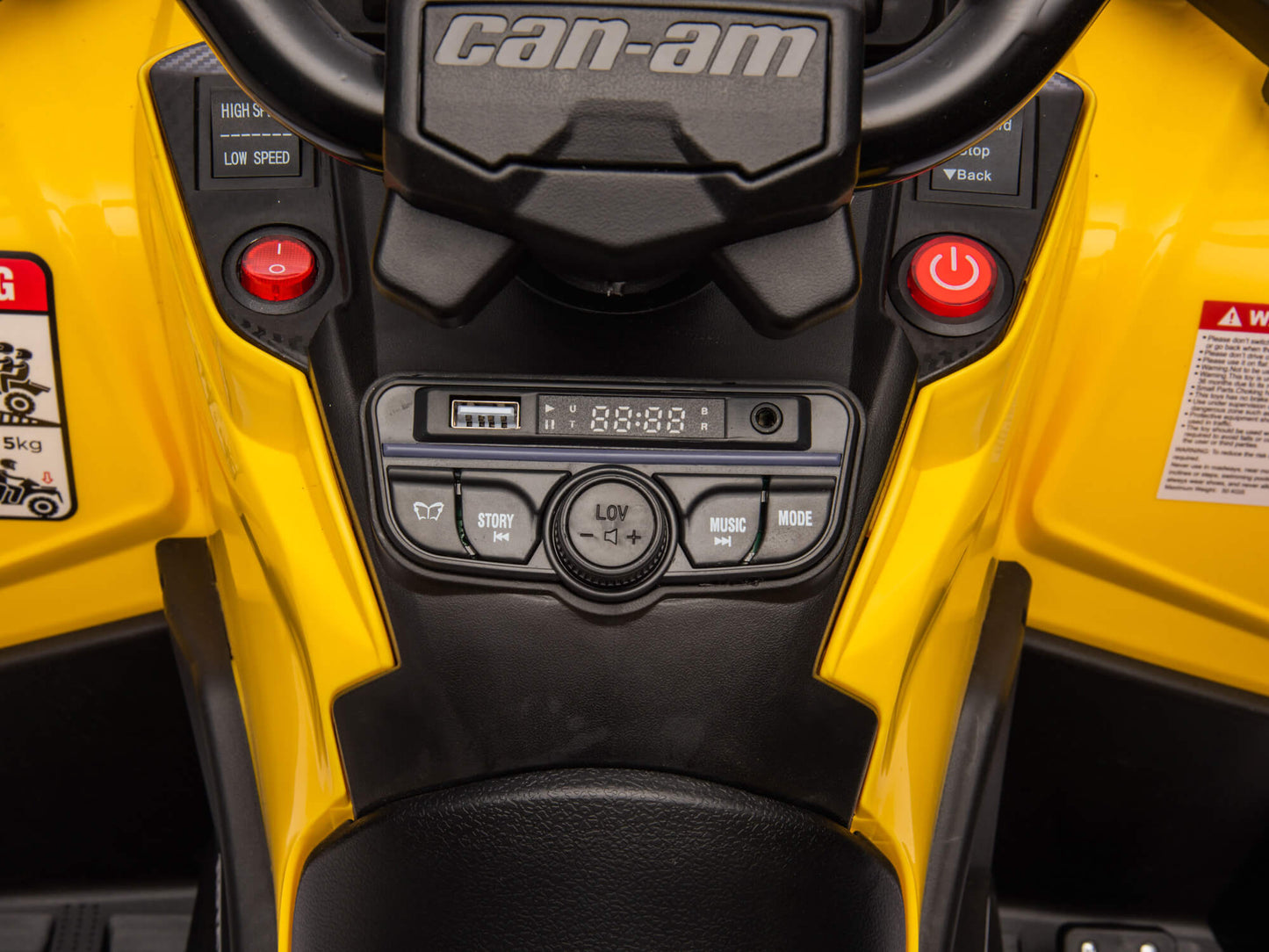 24V Can-Am Kids Outlander 4WD Ride-On ATV - Yellow