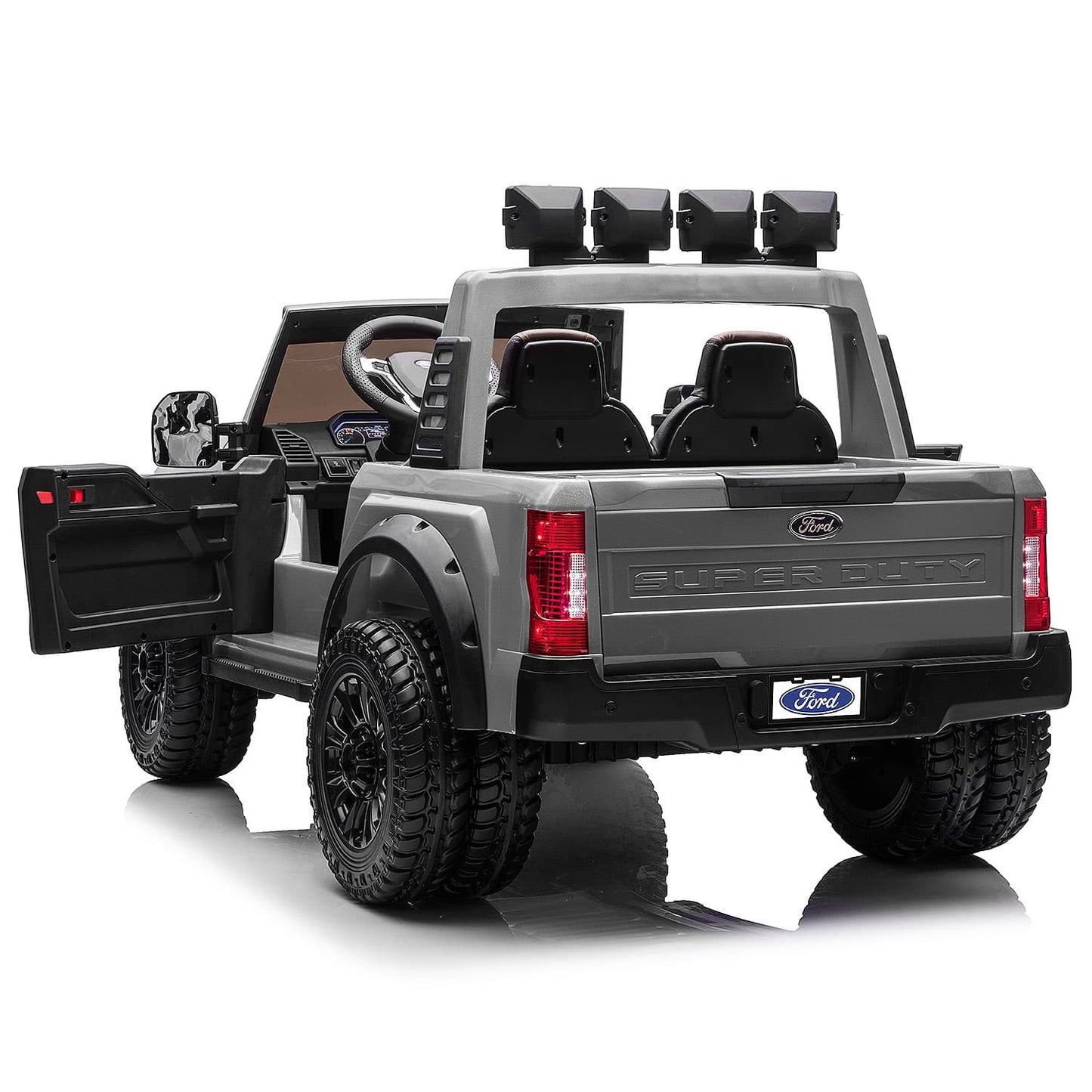 Ford F450 Custom Edition 24V Kids Ride-On Car Truck with R/C Parental Remote | Gray