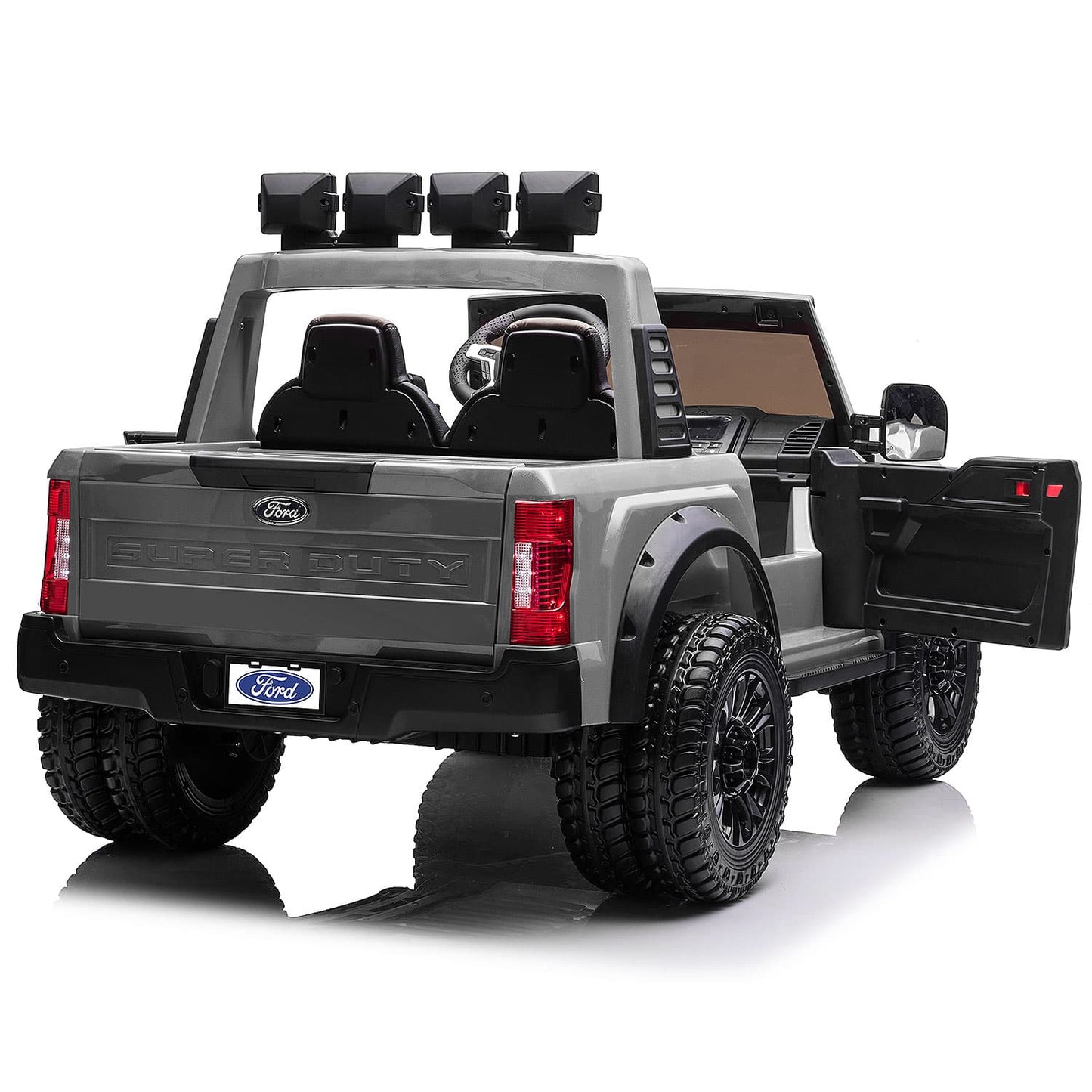 Ford F450 Custom Edition 24V Kids Ride-On Car Truck with R/C Parental Remote | Gray