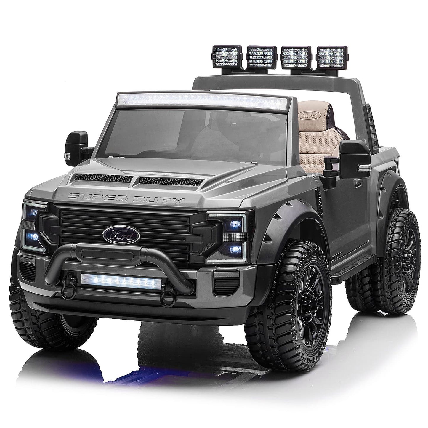 Ford F450 Custom Edition 24V Kids Ride-On Car Truck with R/C Parental Remote | Gray