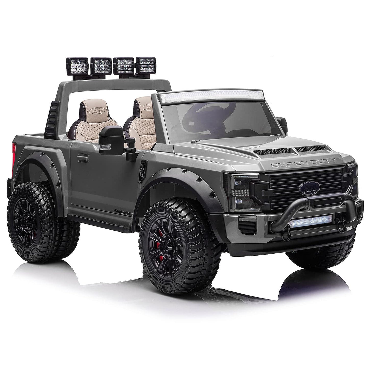 Ford F450 Custom Edition 24V Kids Ride-On Car Truck with R/C Parental Remote | Gray