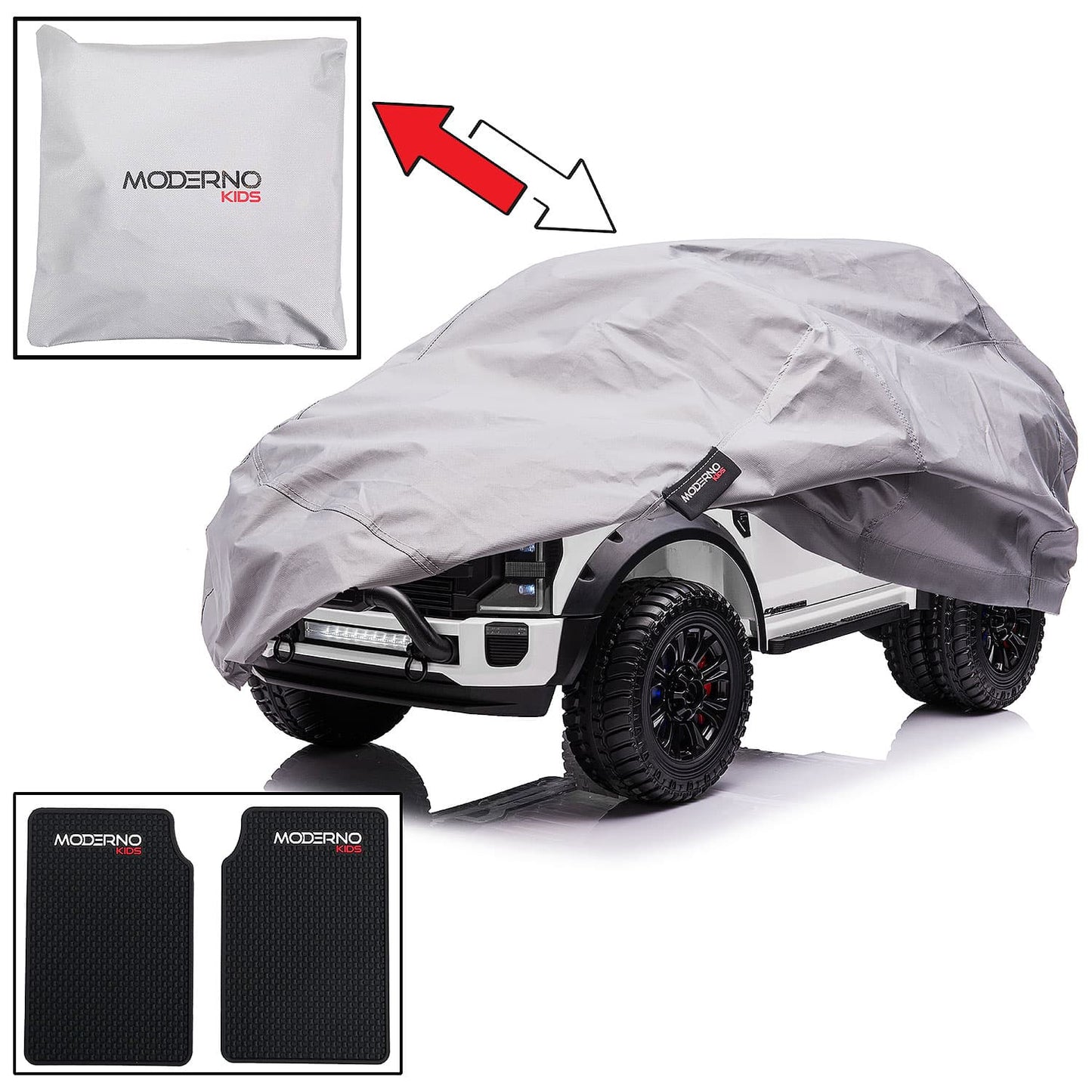Ford F450 Custom Edition 24V Kids Ride-On Car Truck with R/C Parental Remote | White