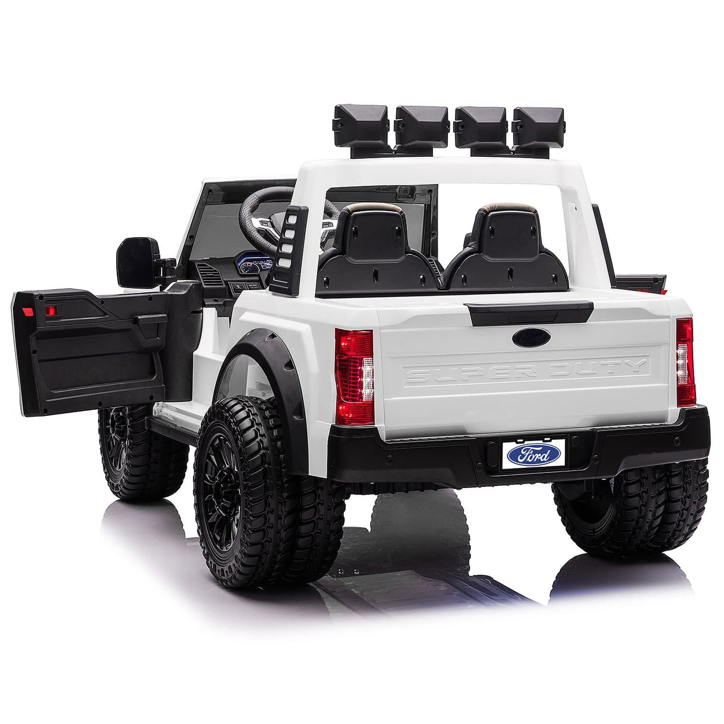 Ford F450 Custom Edition 24V Kids Ride-On Car Truck with R/C Parental Remote | White