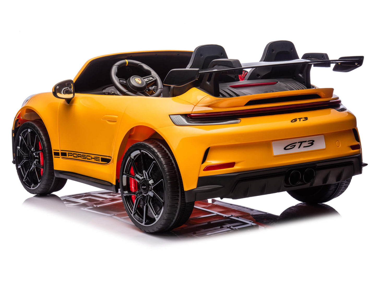 24V Porsche 911 GT3 Kids 2-Seater Ride On Car - Yellow