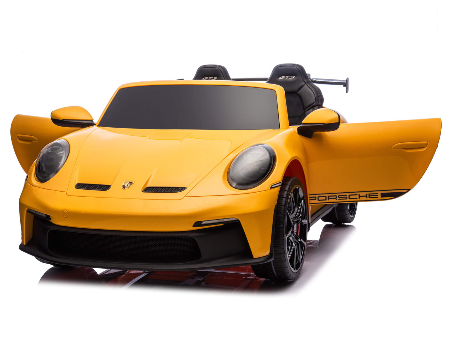 24V Porsche 911 GT3 Kids 2-Seater Ride On Car - Yellow