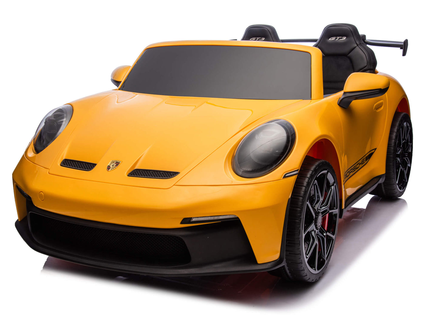 24V Porsche 911 GT3 Kids 2-Seater Ride On Car - Yellow