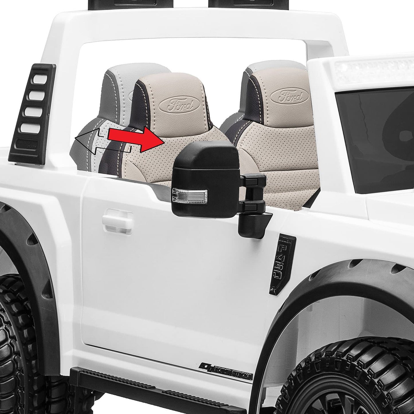 Ford F450 Custom Edition 24V Kids Ride-On Car Truck with R/C Parental Remote | White