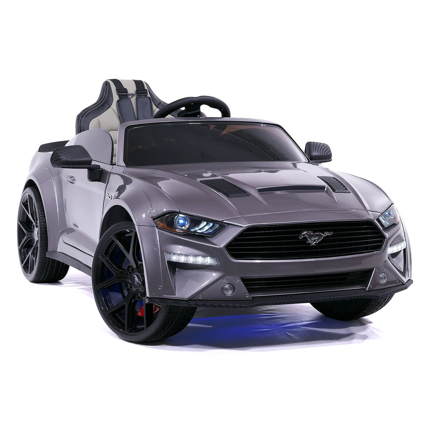 Ford Mustang GT Custom Edition 24V Kids Ride-On Car with R/C Parental Remote | Gray