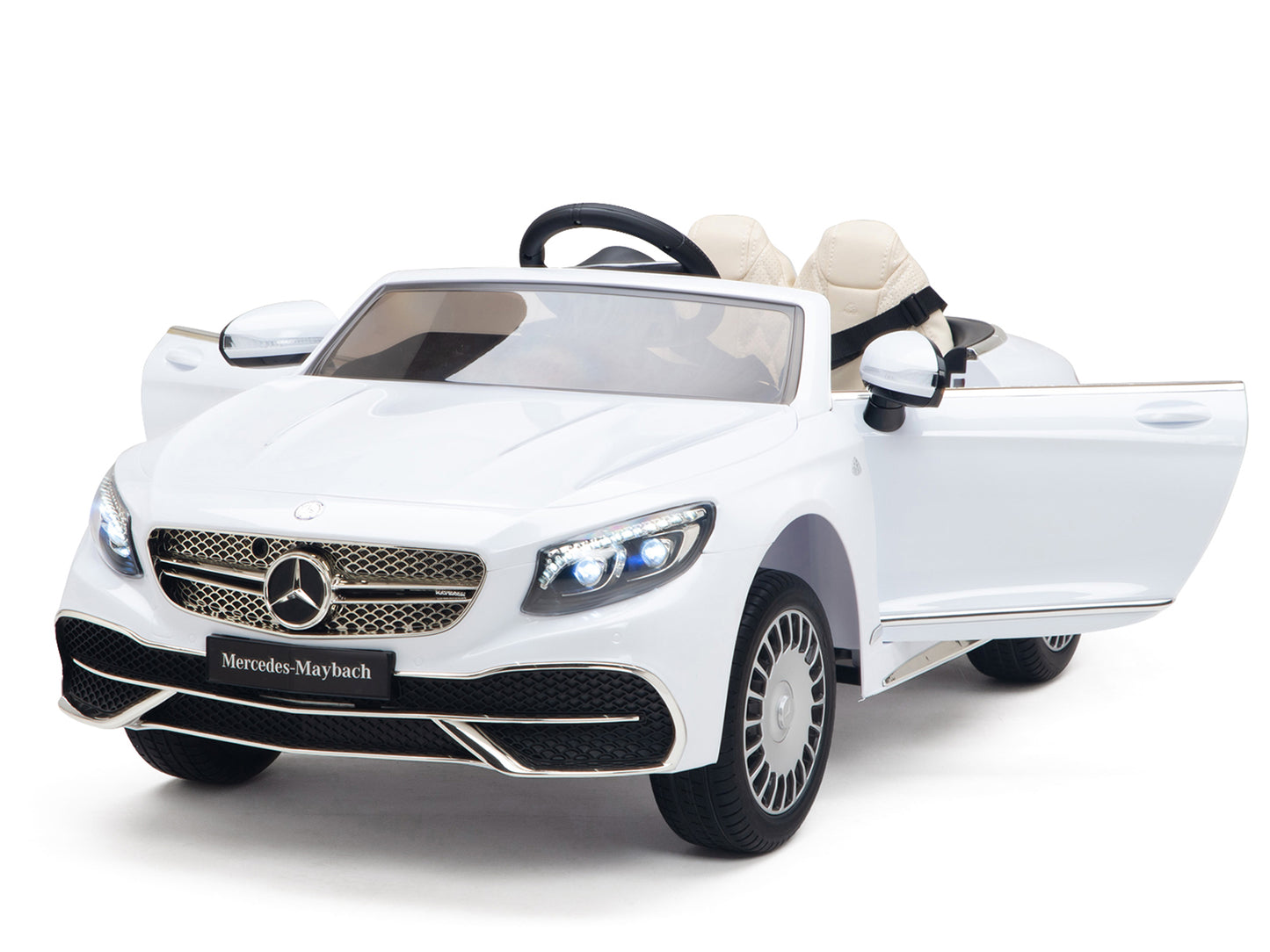 12V Mercedes-Benz Maybach Kids Electric Powered Ride on Car With Remote Control, Radio & MP3 - White