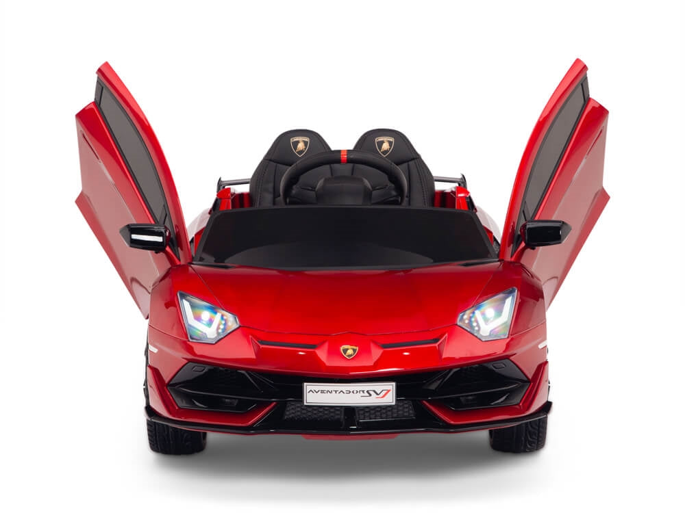 12V Kids Ride On Sports Car Battery Powered Lamborghini Aventador SVJ with Remote - Burgundy