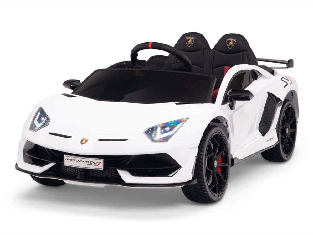 12V Kids Ride On Sports Car Battery Powered Lamborghini Aventador SVJ with Remote - White