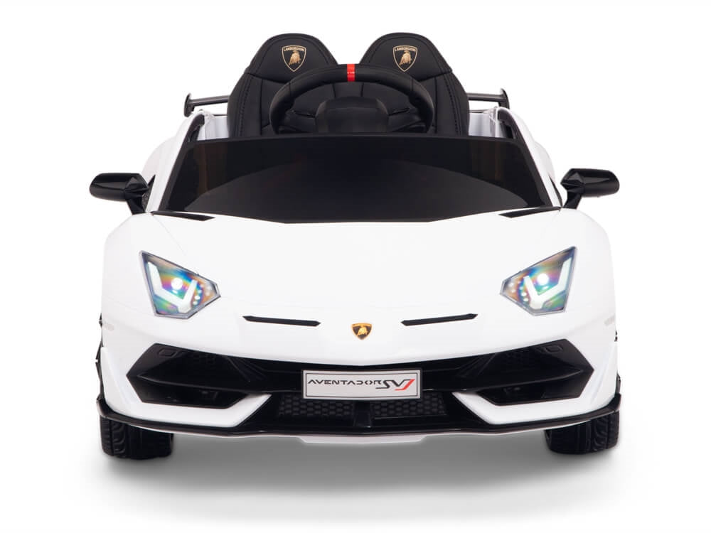 12V Kids Ride On Sports Car Battery Powered Lamborghini Aventador SVJ with Remote - White