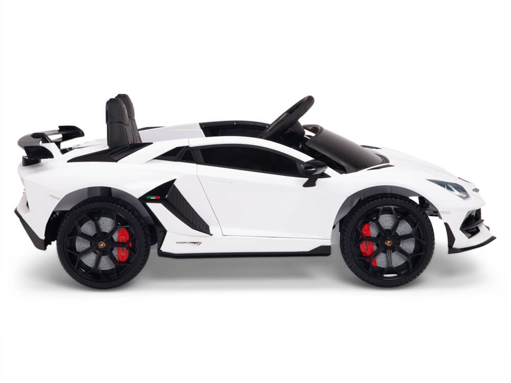 12V Kids Ride On Sports Car Battery Powered Lamborghini Aventador SVJ with Remote - White