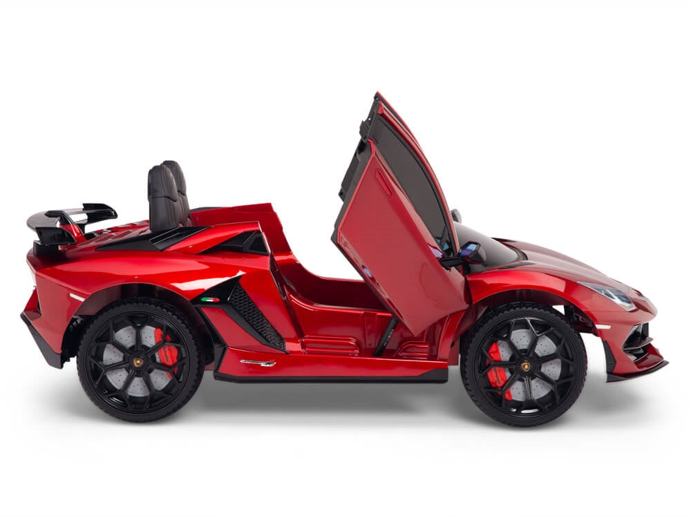 12V Kids Ride On Sports Car Battery Powered Lamborghini Aventador SVJ with Remote - Burgundy