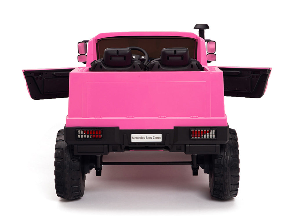 24V Mercedes Zetros Battery Powered Kids Ride On Truck with Remote Control - Pink