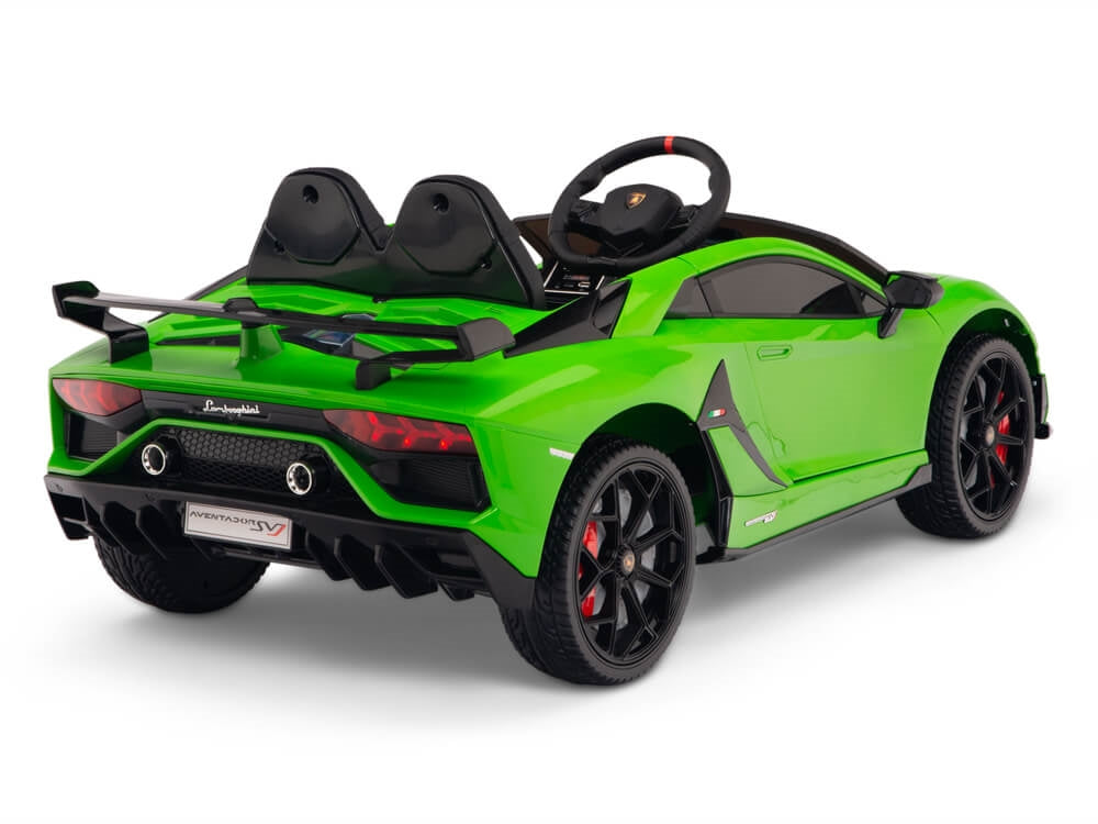 12V Kids Ride On Sports Car Battery Powered Lamborghini Aventador SVJ with Remote - Green