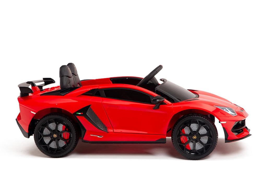 12V Kids Ride On Sports Car Battery Powered Lamborghini Aventador SVJ with Remote - Red