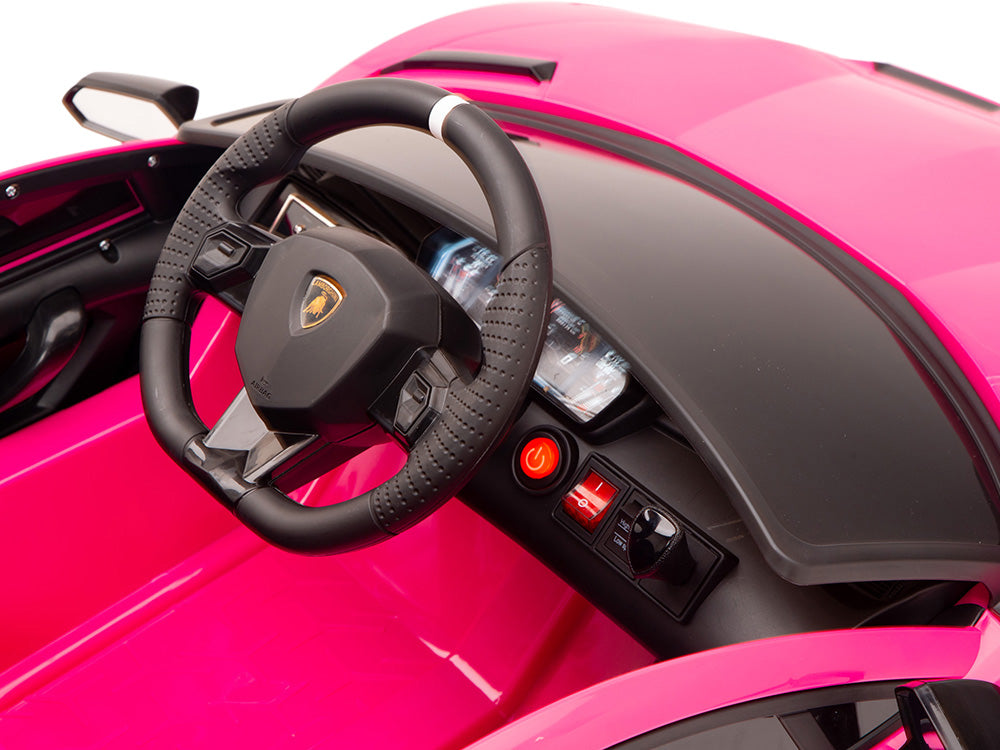 12V Lamborghini Aventador SVJ Kids Ride On Sports Car with Remote - Pink