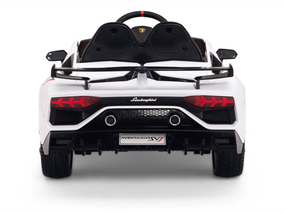 12V Kids Ride On Sports Car Battery Powered Lamborghini Aventador SVJ with Remote - White