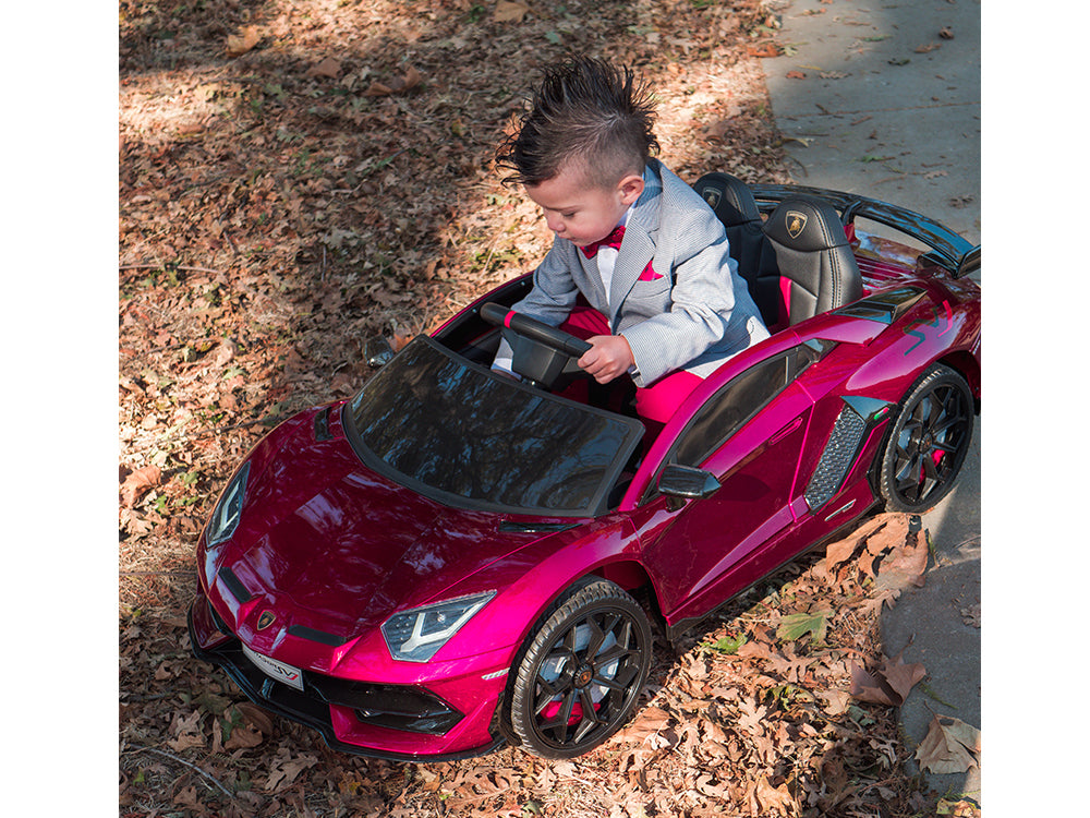 12V Lamborghini Aventador SVJ Kids Ride On Sports Car with Remote - Pink