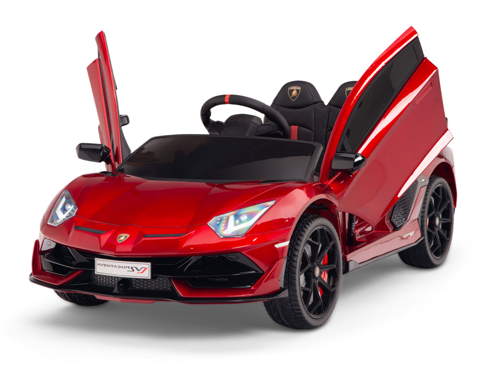 12V Lamborghini Aventador SVJ Kids Ride On Sports Car with Remote - Painted Burgundy