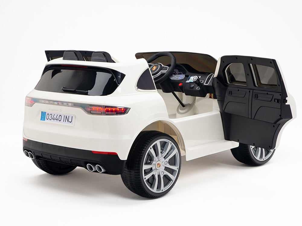 12V Porsche Cayenne Kids Electric Ride On Car with Remote Control - White
