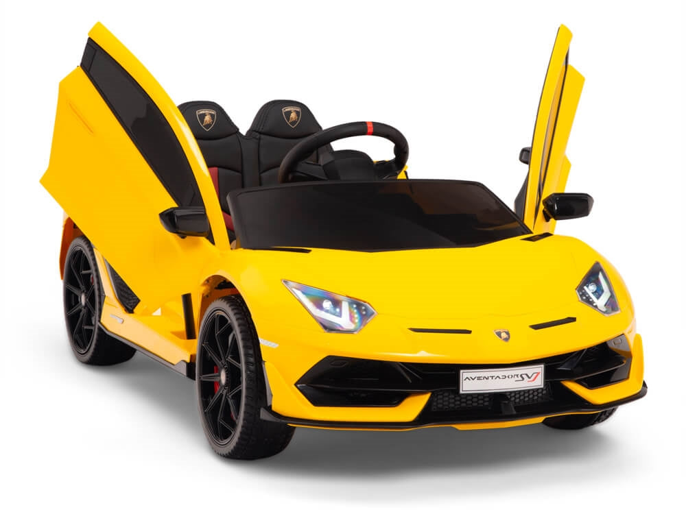 12V Kids Ride On Sports Car Battery Powered Lamborghini Aventador SVJ with Remote - Yellow