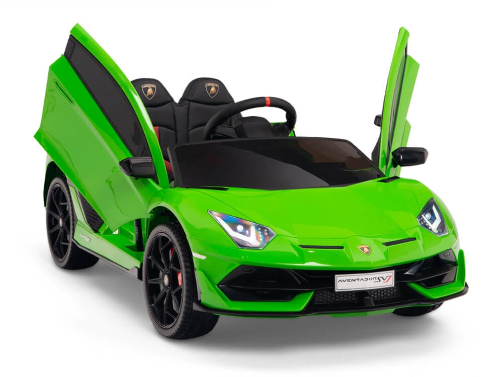 12V Kids Ride On Sports Car Battery Powered Lamborghini Aventador SVJ with Remote - Green