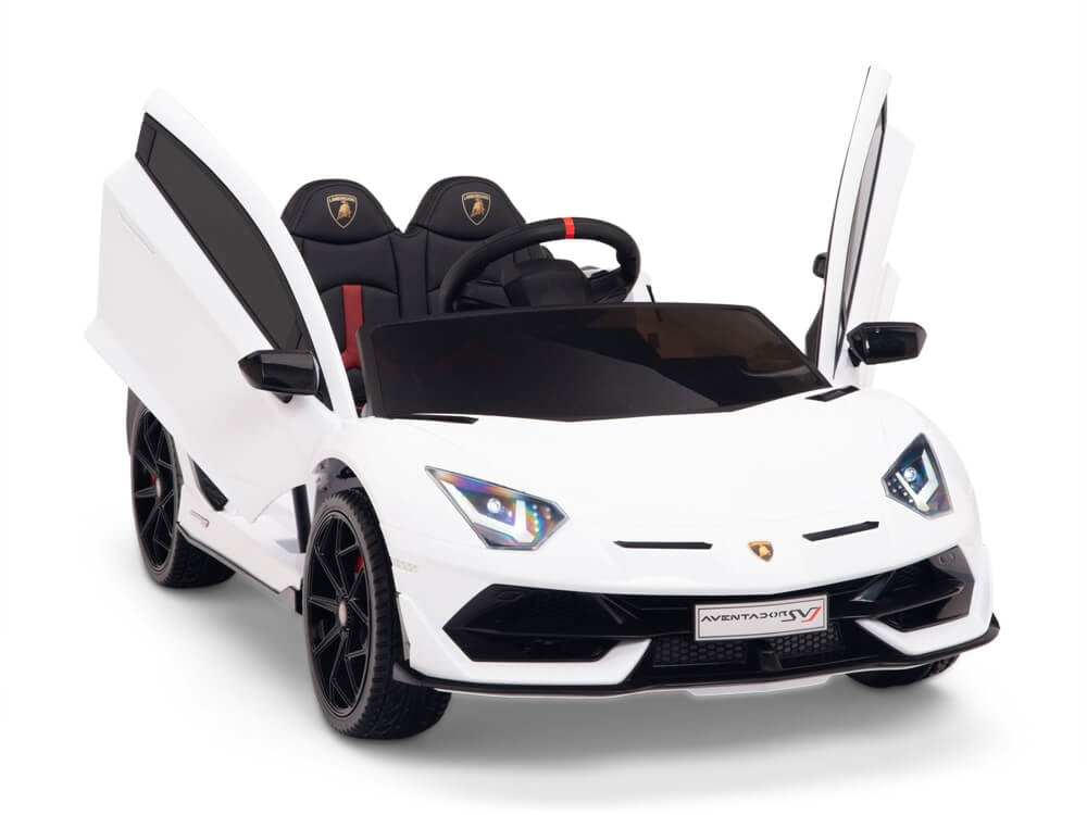 12V Kids Ride On Sports Car Battery Powered Lamborghini Aventador SVJ with Remote - White