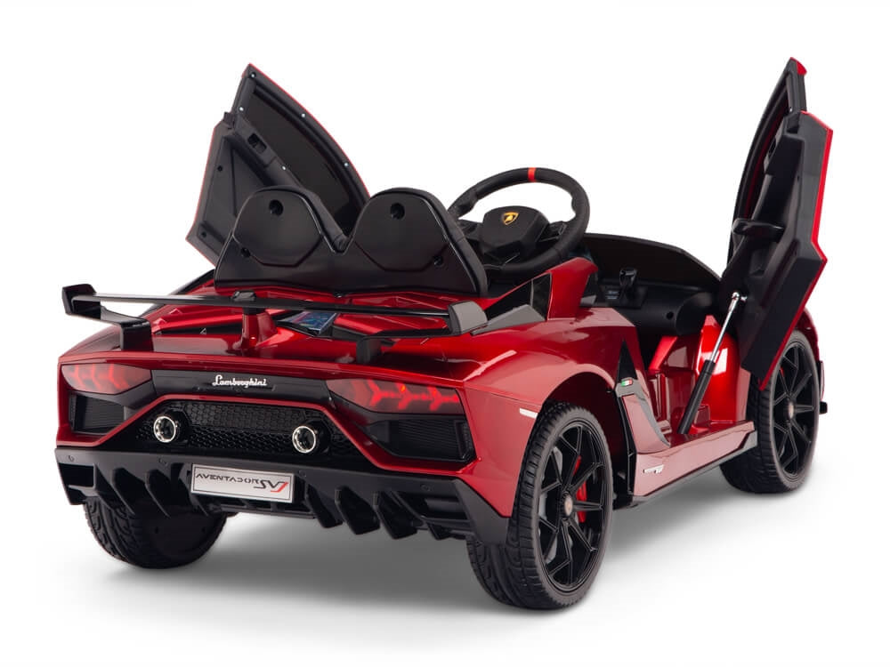 12V Kids Ride On Sports Car Battery Powered Lamborghini Aventador SVJ with Remote - Burgundy