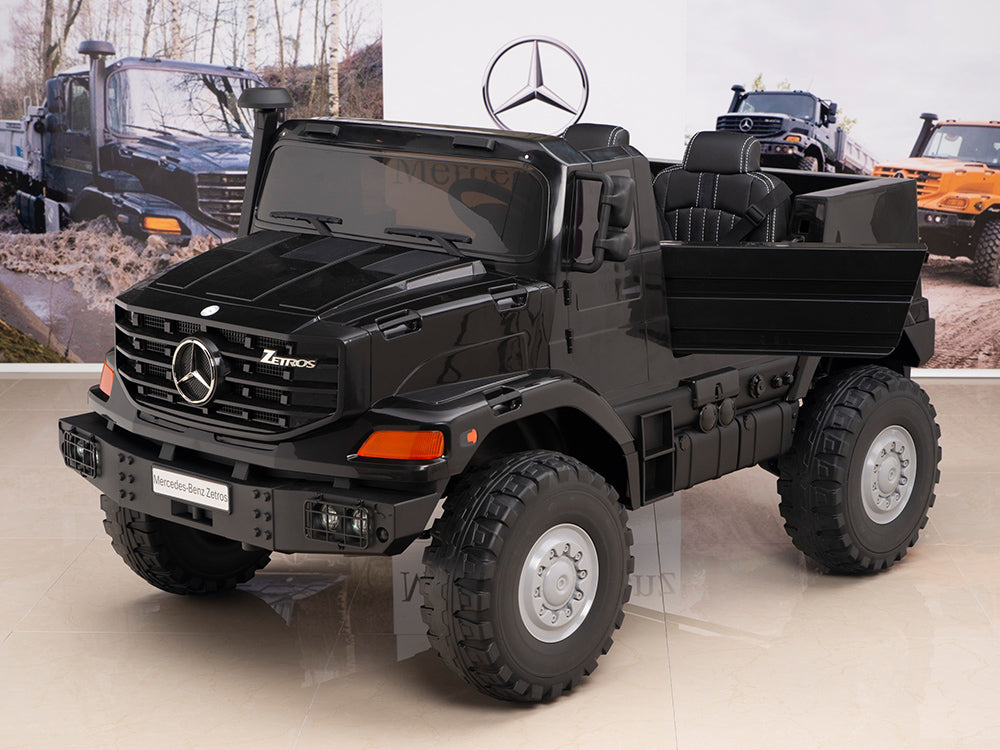 24V Mercedes Zetros Battery Powered Kids Ride On Truck with Remote Control - Black