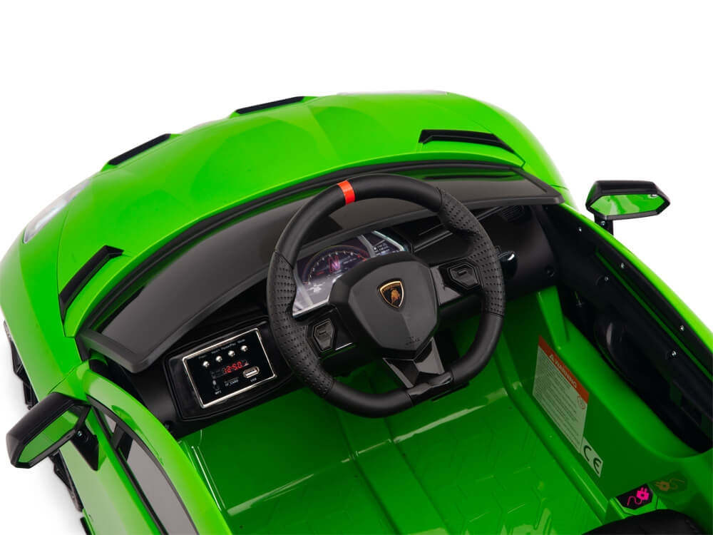 12V Kids Ride On Sports Car Battery Powered Lamborghini Aventador SVJ with Remote - Green