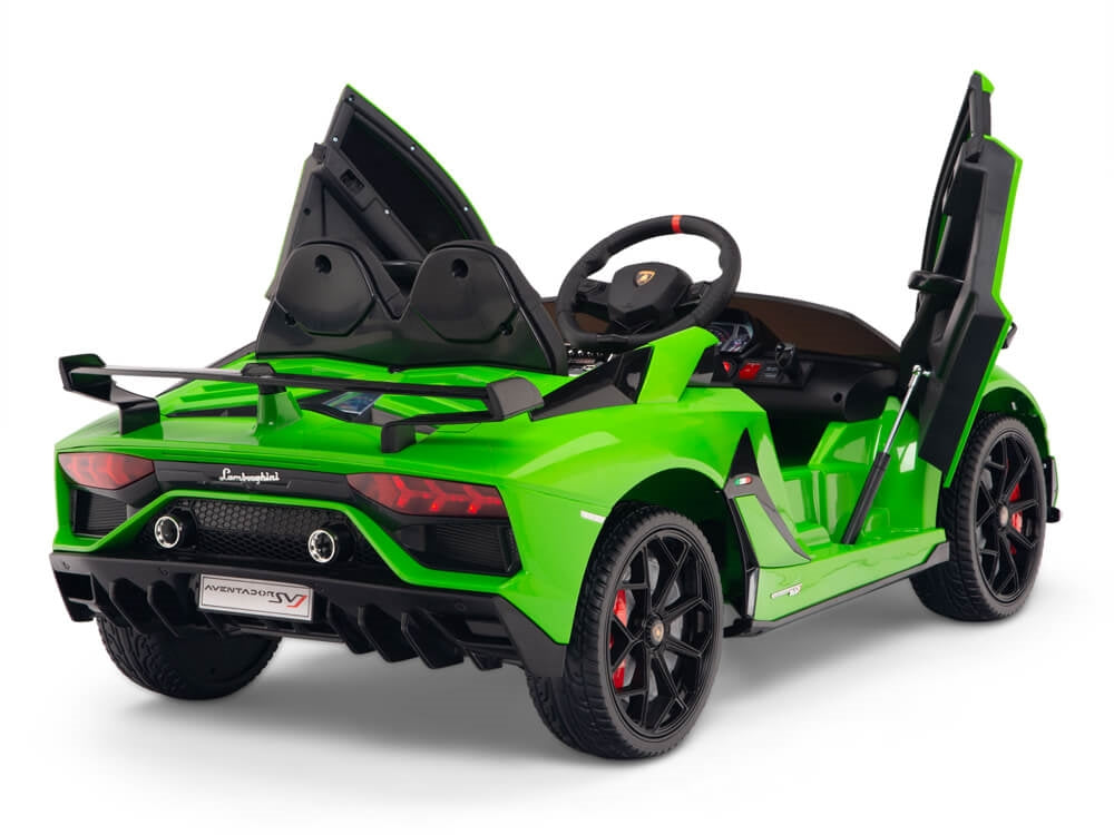 12V Kids Ride On Sports Car Battery Powered Lamborghini Aventador SVJ with Remote - Green