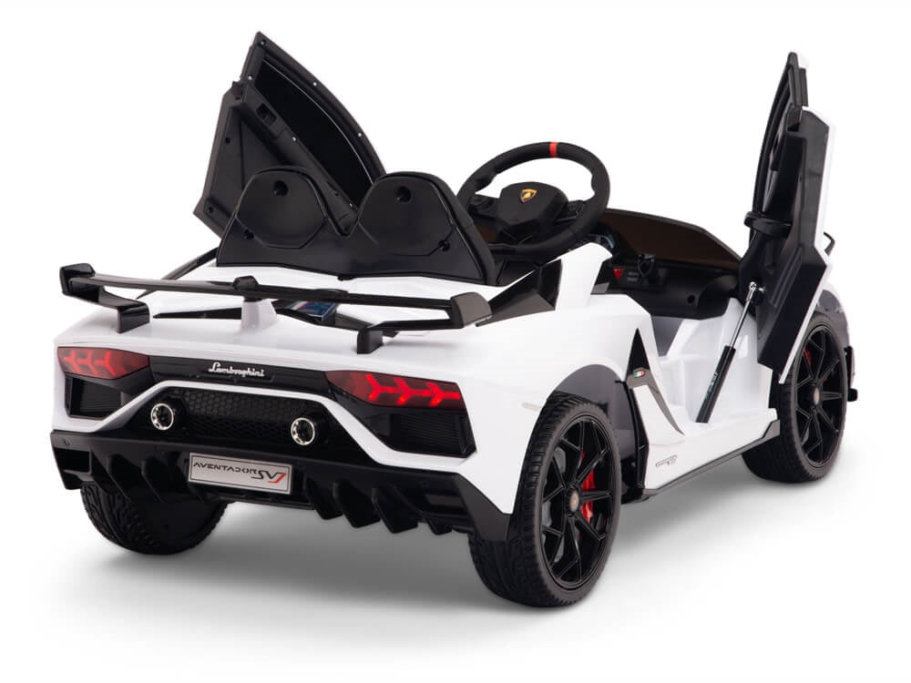 12V Kids Ride On Sports Car Battery Powered Lamborghini Aventador SVJ with Remote - White