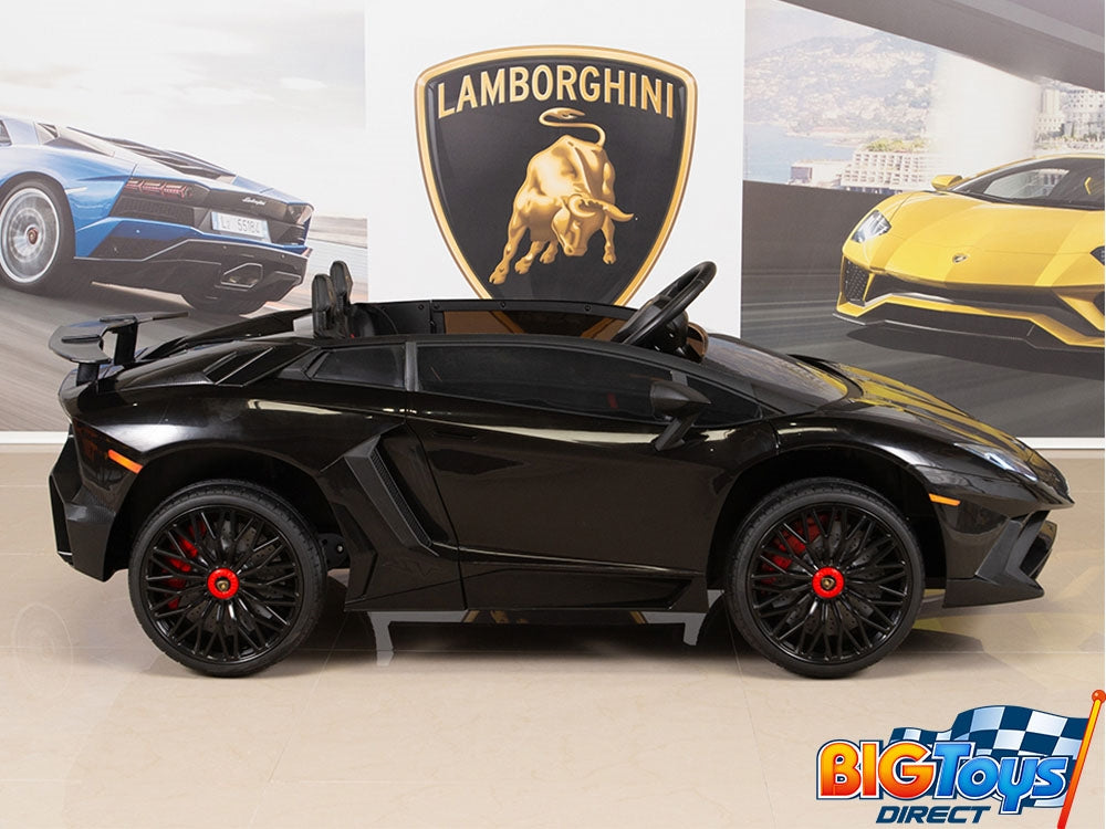 12V Kids Ride On Sports Car Electric Powered Lamborghini Aventador SV with Remote - Black