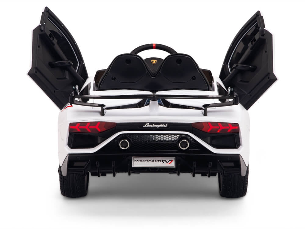 12V Kids Ride On Sports Car Battery Powered Lamborghini Aventador SVJ with Remote - White