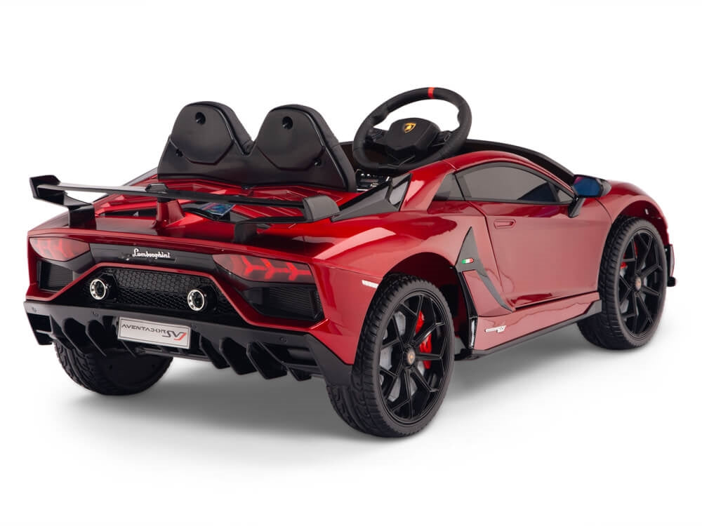 12V Kids Ride On Sports Car Battery Powered Lamborghini Aventador SVJ with Remote - Burgundy