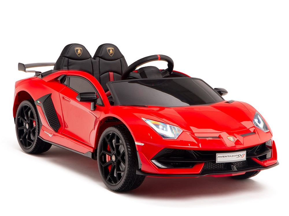 12V Kids Ride On Sports Car Battery Powered Lamborghini Aventador SVJ with Remote - Red