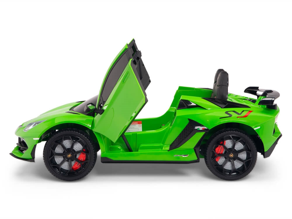 12V Kids Ride On Sports Car Battery Powered Lamborghini Aventador SVJ with Remote - Green