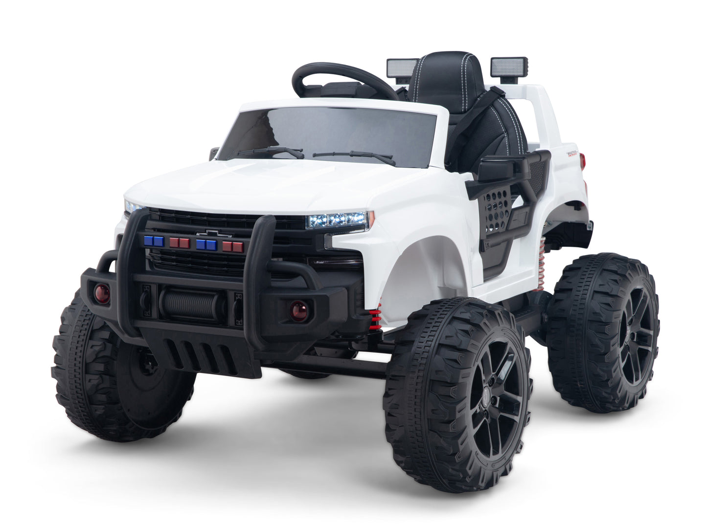 24V Chevrolet Silverado Lifted Ride On Truck with Remote Control – White