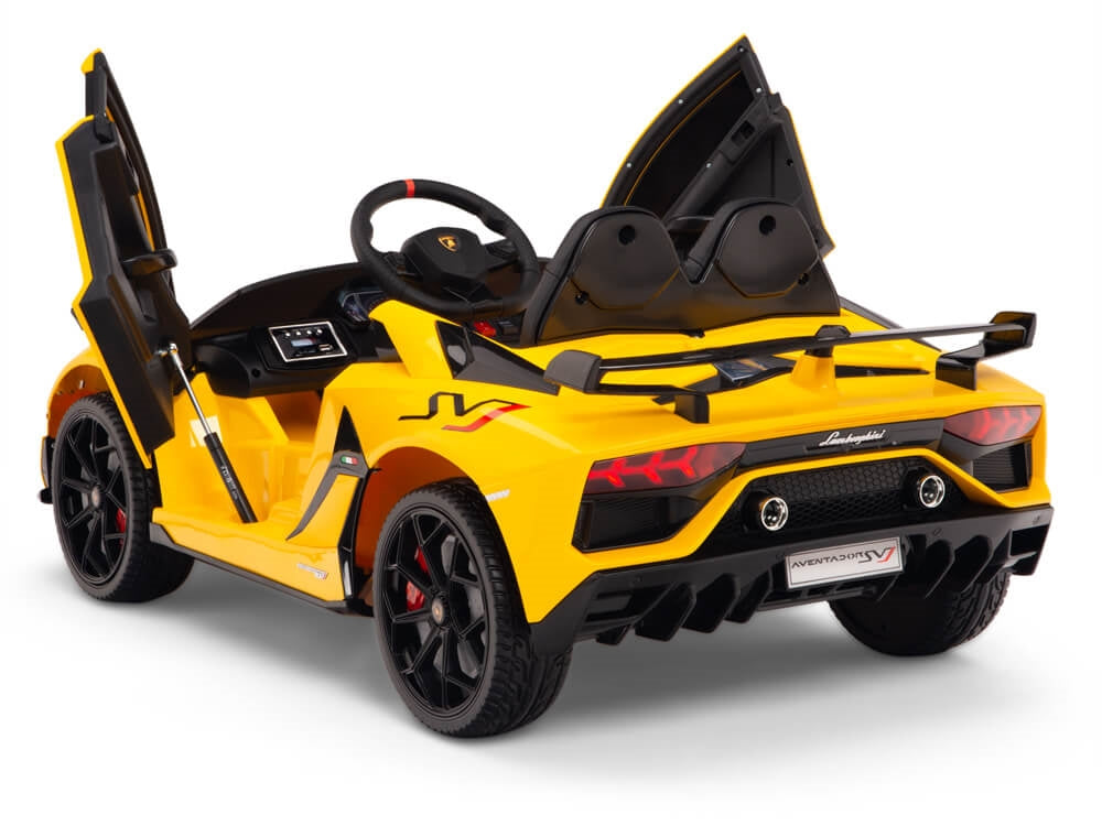 12V Kids Ride On Sports Car Battery Powered Lamborghini Aventador SVJ with Remote - Yellow