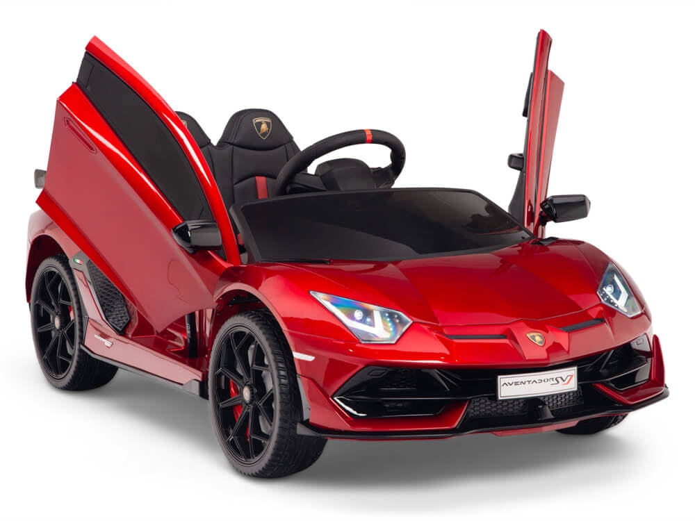 12V Kids Ride On Sports Car Battery Powered Lamborghini Aventador SVJ with Remote - Burgundy