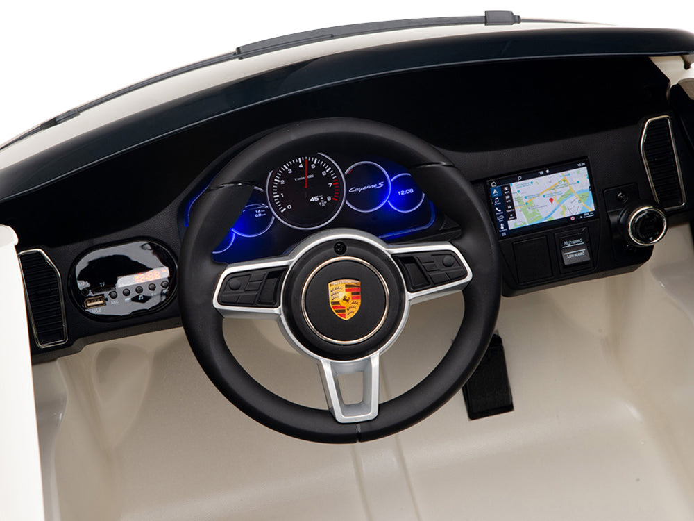12V Porsche Cayenne Kids Electric Ride On Car with Remote Control - White