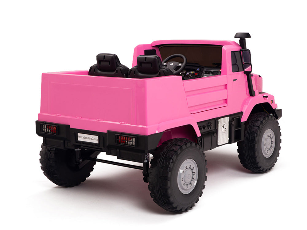24V Mercedes Zetros Battery Powered Kids Ride On Truck with Remote Control - Pink