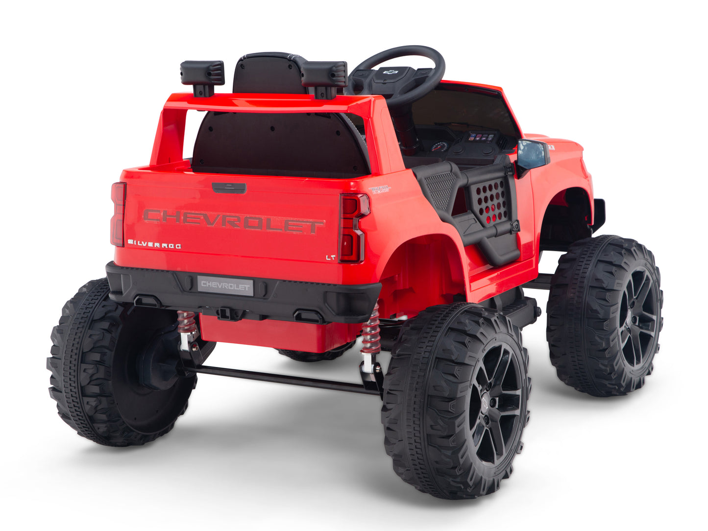 24V Chevrolet Silverado Lifted Ride On Truck with Remote Control – Red