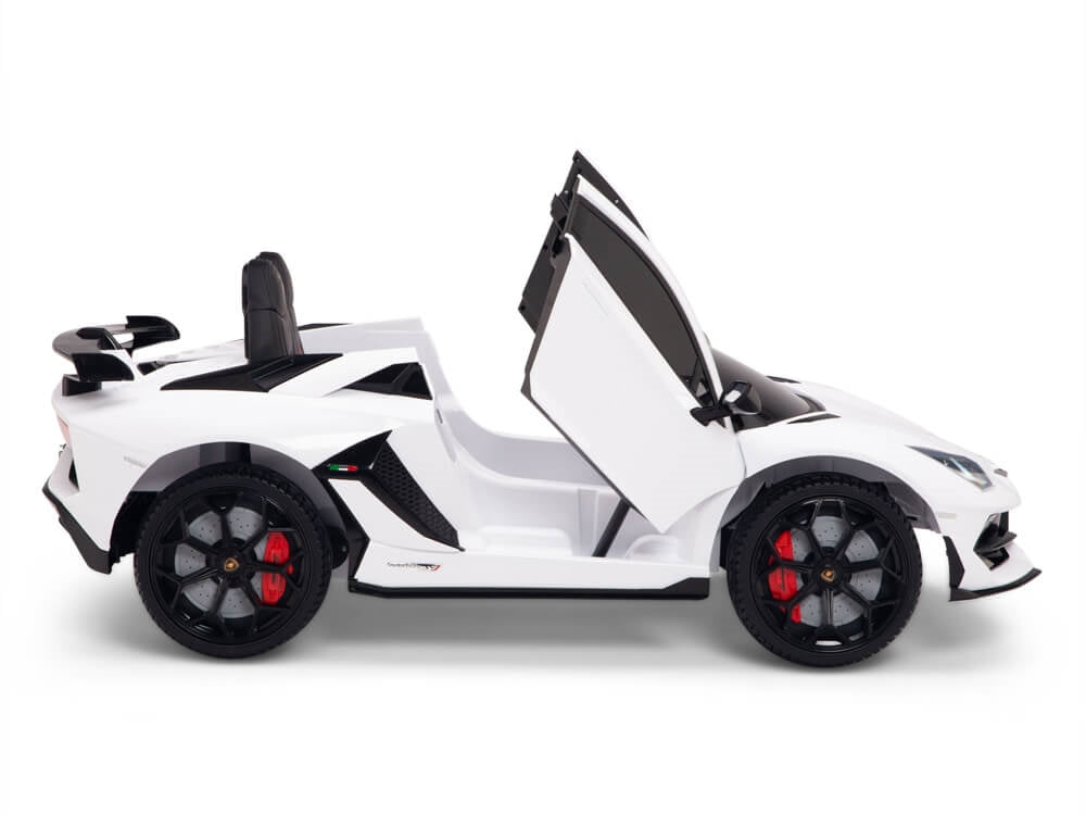 12V Kids Ride On Sports Car Battery Powered Lamborghini Aventador SVJ with Remote - White